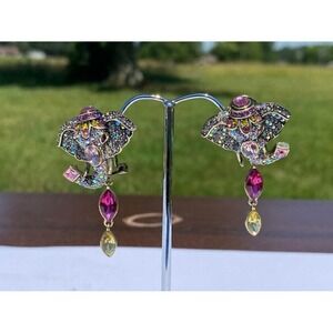NEW Heidi Daus Ravishing‎ Wrap Ture Crystal Elephant Earrings Pink US Seller